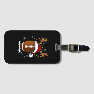 Weihnachtsfußballball Santa Lichter Lustige Jungen Gepäckanhänger