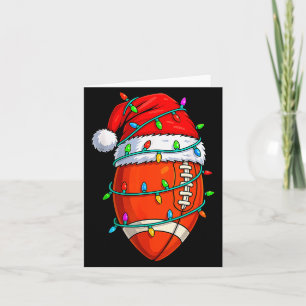 Weihnachtsfußballspieler Santa Hut Xmas Lichter Fu Karte