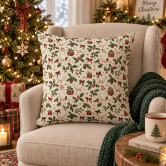 Weihnachtsgans-Evergreens-Stechpalme-Botanicals Kissen
