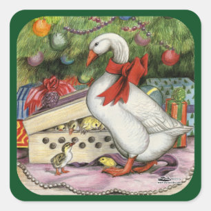 Weihnachtsgans Quadratischer Aufkleber