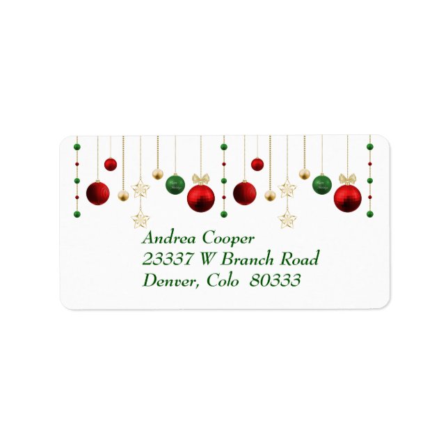 Weihnachtsgarland auf Weiß Adressaufkleber (Vorne)