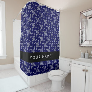 Weihnachtsgarland, Blau, Ihr Name, Personalisieren Duschvorhang