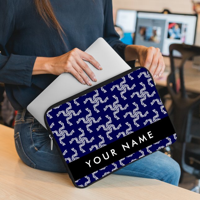 Weihnachtsgarland, Blau, Ihr Name, Personalisieren Laptopschutzhülle (Von Creator hochgeladen)