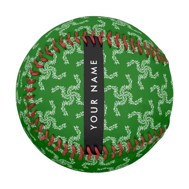 Weihnachtsgarland, Grün, Ihr Name, Personalisieren Baseball (Vorderseite Links)