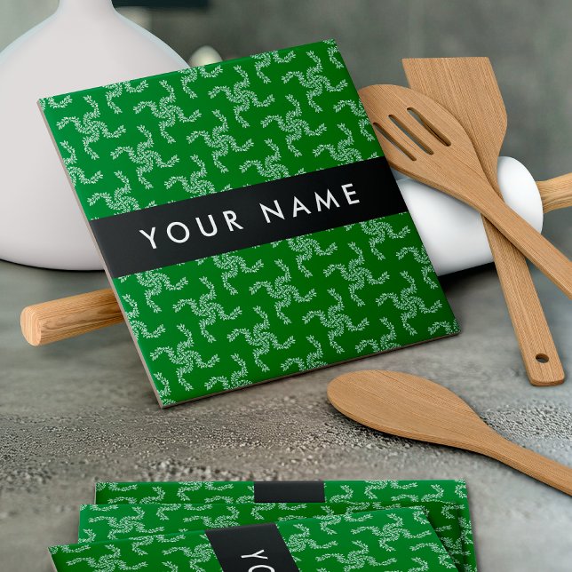 Weihnachtsgarland, Grün, Ihr Name, Personalisieren Fliese (Von Creator hochgeladen)