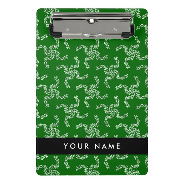 Weihnachtsgarland, Grün, Ihr Name, Personalisieren Mini Klemmbrett (Vorderseite)