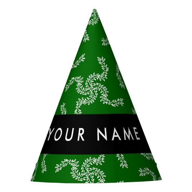 Weihnachtsgarland, Grün, Ihr Name, Personalisieren Partyhütchen (Vorderseite)