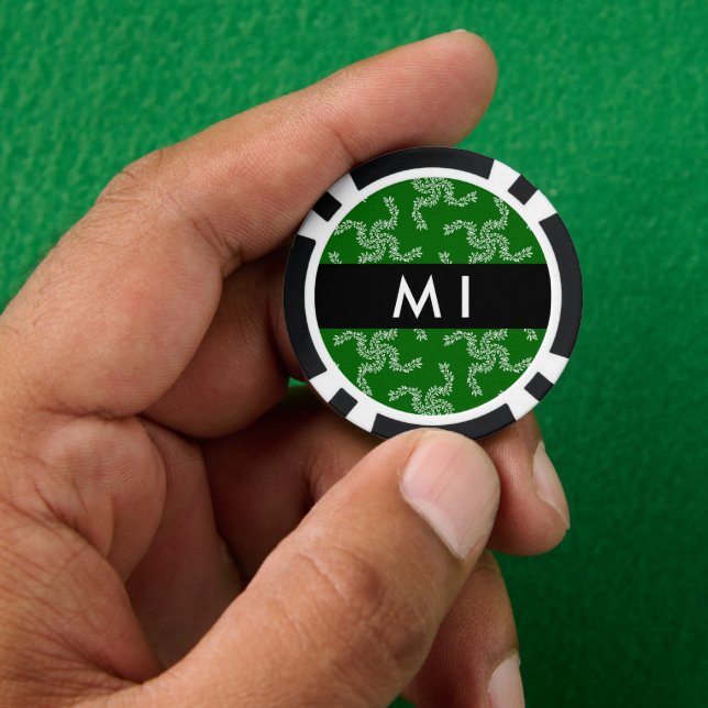 Weihnachtsgarland, Grün, Ihr Name, Personalisieren Pokerchips (Hand)