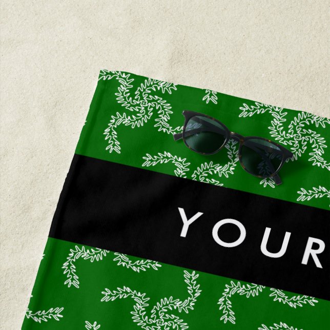 Weihnachtsgarland, Grün, Ihr Name, Personalisieren Strandtuch (Beispiel)