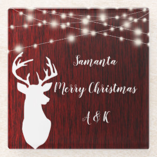 Weihnachtsgarland, Hirschkopf, personaliz Glasuntersetzer