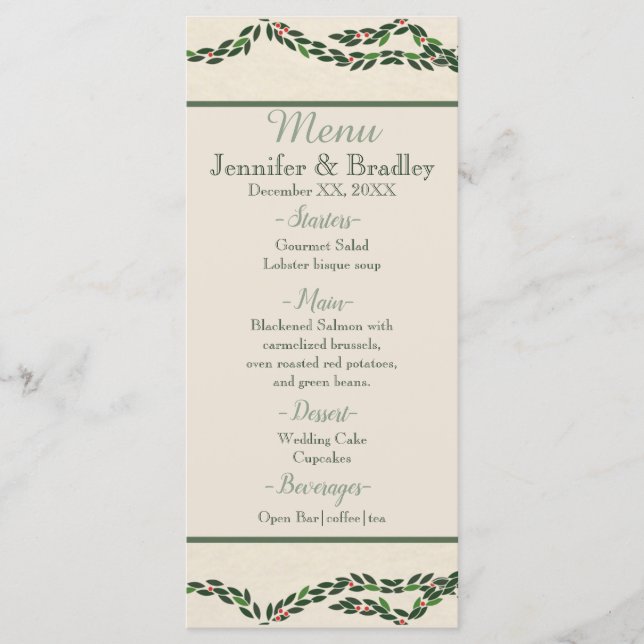 Weihnachtsgarland Menükarte (Vorderseite)