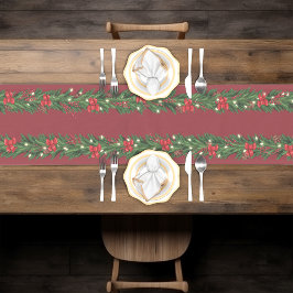 Weihnachtsgarland mit roten Bogen Kurzer Tischläufer