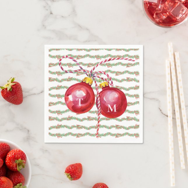 Weihnachtsgarland Ornament Monogram Preppy Napkin Serviette (Beispiel)