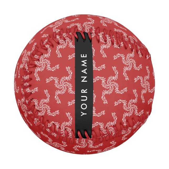 Weihnachtsgarland, Rot, Ihr Name, Personalisieren Baseball (Vorderseite Links)