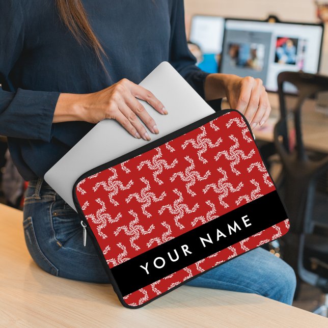 Weihnachtsgarland, Rot, Ihr Name, Personalisieren Laptopschutzhülle (Von Creator hochgeladen)