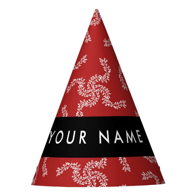 Weihnachtsgarland, Rot, Ihr Name, Personalisieren Partyhütchen (Vorderseite)