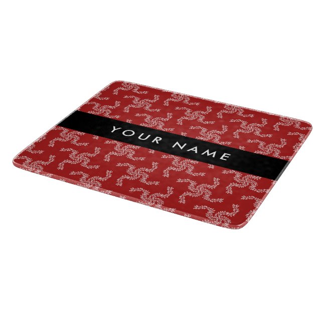 Weihnachtsgarland, Rot, Ihr Name, Personalisieren Schneidebrett (Ecke)
