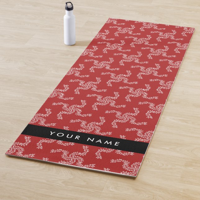 Weihnachtsgarland, Rot, Ihr Name, Personalisieren Yogamatte (Beispiel)