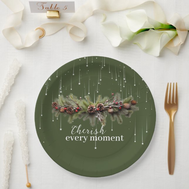 Weihnachtsgarland und Shooting Stars Cherish the Pappteller (Hochzeit)