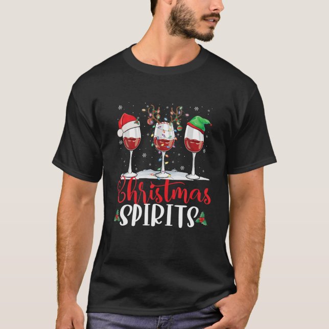 Weihnachtsgärten Glas Wein Santa Rentier Elf T-Shirt (Vorderseite)