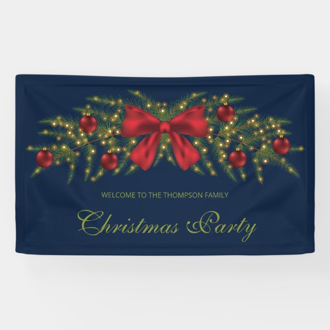 Weihnachtsgarten mit einem roten Bogen und Bauern Banner (Horizontal)