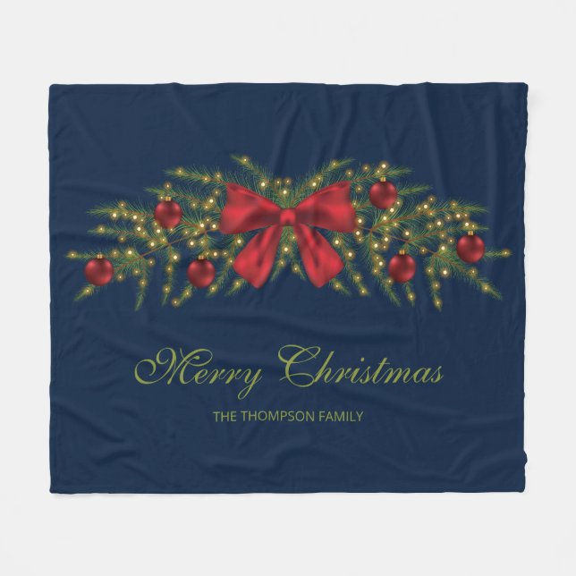 Weihnachtsgarten mit einem roten Bogen und Bauern Fleecedecke (Vorderseite (Horizontal))