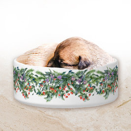 Weihnachtsgartenkranz Blumenkiefernbeeren Haustier Napf