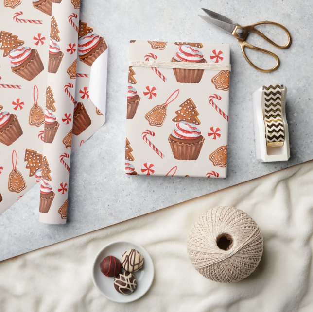 Weihnachtsgebäck Cookie Cupcake Geschenkpapier (Kunsthandwerk)