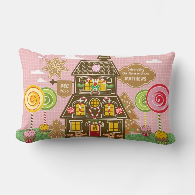 Weihnachtsgebäck Cookie House Candy Lollipop Lendenkissen (Vorderseite)