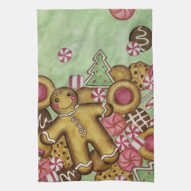 Weihnachtsgebäck Cookies Küchenhandtuchgeschenk Geschirrtuch (Vertikal)