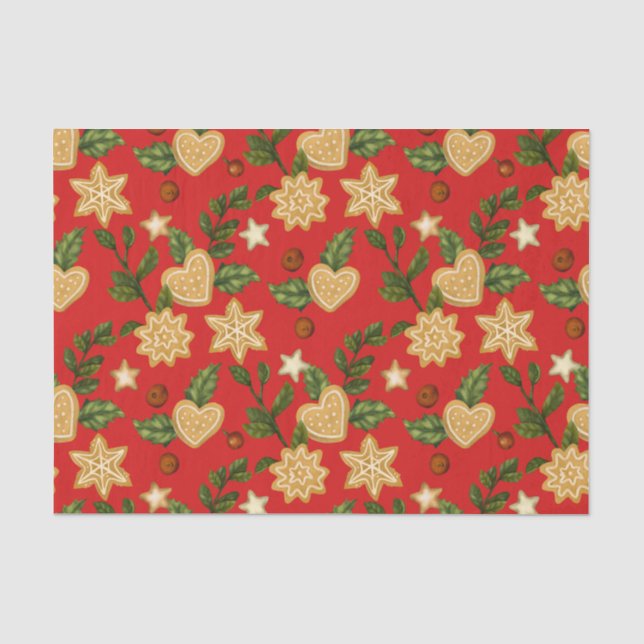 Weihnachtsgebäck Cookies und Berries Rot Seidenpapier (Vorderseite)