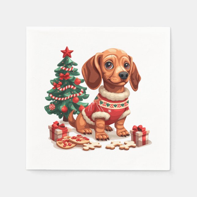 Weihnachtsgebäck Dackel Hunde Weihnachtsgebäck Serviette (Vorderseite)