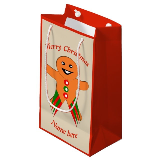 Weihnachtsgebäck Gingerbread Mann Custom Gift Bag Kleine Geschenktüte (Vorderseite Schrägansicht)