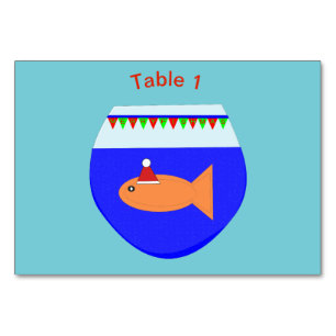 Weihnachtsgebäck Goldfish Custom Tablecard Tischnummer