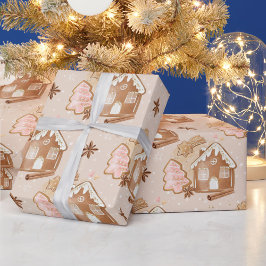 Weihnachtsgebäck Haus Pink Cookies Brown Geschenkpapier