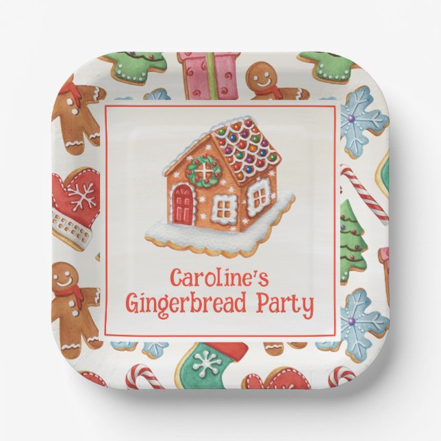 Weihnachtsgebäck im Wasserfarben Häusliche Cookies Pappteller (Vorderseite)