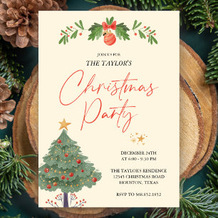 Weihnachtsgebäck in Aquarellen Rot und Grün Party Einladung