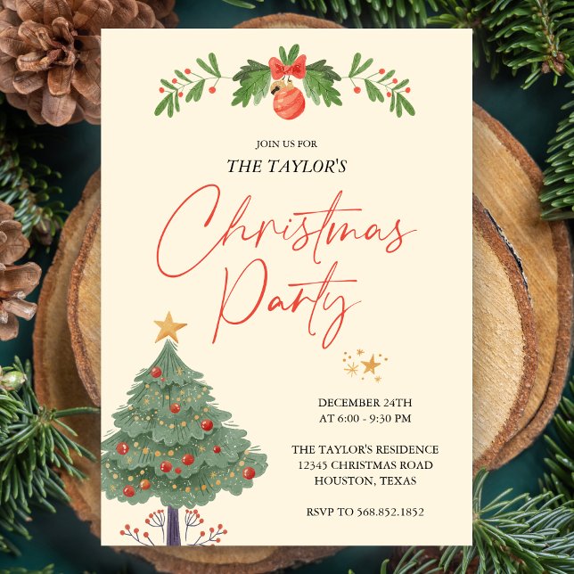 Weihnachtsgebäck in Aquarellen Rot und Grün Party Einladung (Von Creator hochgeladen)