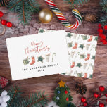 Weihnachtsgebäck in Süßspeisen Mitteilungskarte<br><div class="desc">Ein lustiges festliches Design mit Aquarellwinterfavoriten - heiße Schokolade,  Süßkarree,  Strumpf. Frohe Weihnachten im zeitgenössischen Drehbuch-Schriftart,  perfekt zum Feiern der Feiertage.</div>