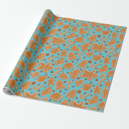 Weihnachtsgebäck Keks Feierlich Blau Nahtlos Geschenkpapier