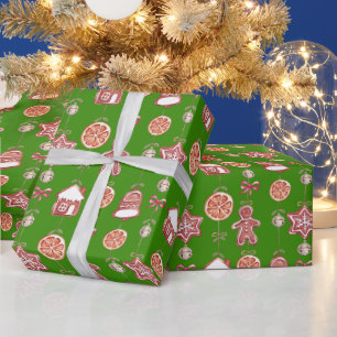 Weihnachtsgebäck Kekse Grün Geschenkpapier