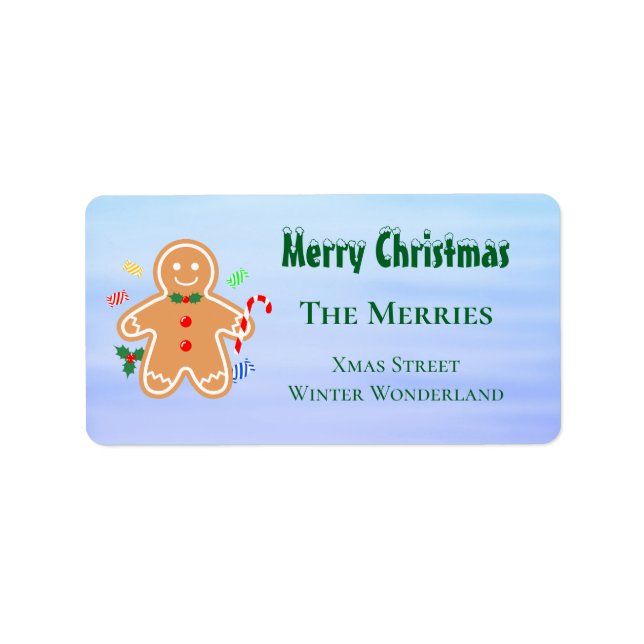 Weihnachtsgebäck Leckerei Gingerbread Man Candy Ca Adressaufkleber (Vorne)