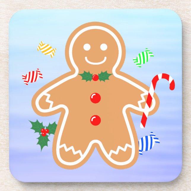 Weihnachtsgebäck Leckerei Gingerbread Man Candy Ca Getränkeuntersetzer (Vorderseite)