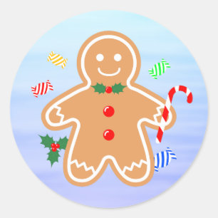 Weihnachtsgebäck Leckerei Gingerbread Man Candy Ca Runder Aufkleber