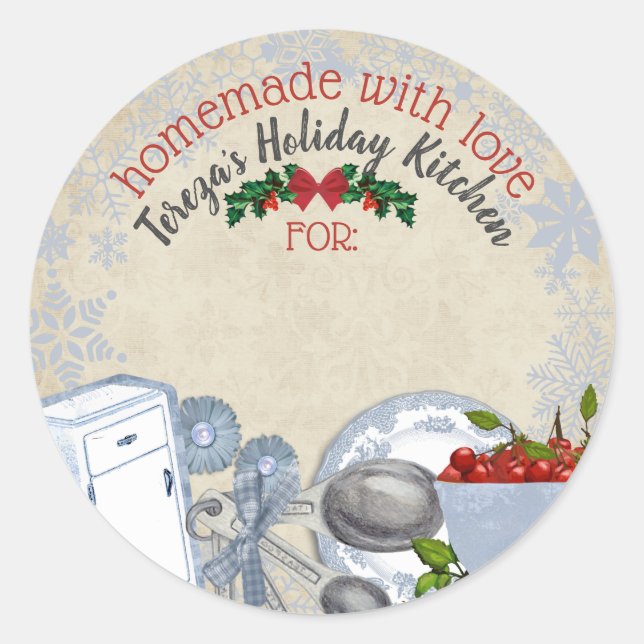Weihnachtsgebäck Leckereien personalisiert Runder Aufkleber (Vorderseite)