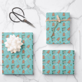 Weihnachtsgebäck Mann, Bows und Bonbons Geschenkpapier Set