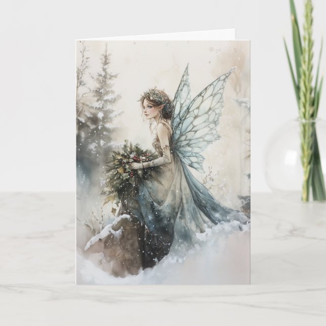 Weihnachtsgebäck mit Bouquet im Schnee Karte (Vorderseite)