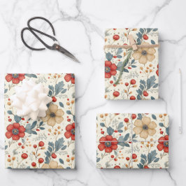 Weihnachtsgebäck mit Holly & Red Berries Geschenkpapier Set