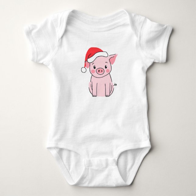 Weihnachtsgebäck mit Weihnachtsmannmütze Baby Strampler (Vorderseite)