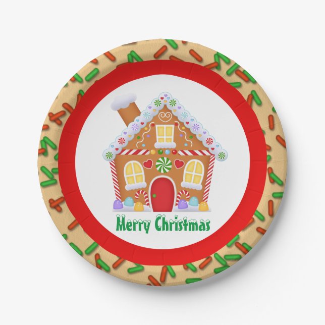 Weihnachtsgebäck mit Zusatz von Textplatte Pappteller (Vorderseite)